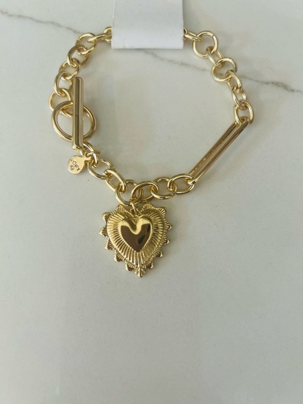 LOFT Gold Heart Pendant Link Bracelet